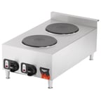 image of Vollrath 40739 15" Electric Countertop Cayenne Hotplate with (2) Solid Burners, Manual Controls, 208/240v - Open box