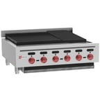 image of Wolf ACB36 36" Countertop Heavy Duty Gas Radiant Charbroiler w/ (6) Burners, 102.000 BTU