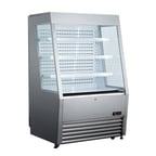 image of Adcraft BDVACM-320/SS 36" Vertical Air Curtain Merchandiser, Stainless Steel, 3 Shelves, Glass Sides, 11 cu. ft.