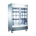 image of Adcraft USRF-2D-G 54" Two Section Reach-In Refrigerator w/ 2 Glass Doors, Bottom Mount, Stainless Steel, 48 cu. ft.