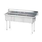 image of Advance Tabco FE-3-1014-X 35" Three Compartment Sink, 10"W x 14"L Bowl Without Drainboard