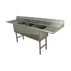 image of Advance Tabco FE-3-1824-18RL-X 90" Three Compartment Sink, 18"W x 24"L Bowl With 2 Drainboards