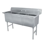 image of Advance Tabco FS-3-1524 50" Three Compartment Sink, 15"W x 24"L Bowl Without Drainboard