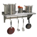 image of Advance Tabco PS-15-96 Stainless Steel Wall Mounted Shelf with Pot Rack - 96" x 15"