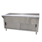 image of Advance Tabco STU-2-DR 31" Solid Top Table with Cabinet Base and Sliding Doors