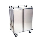 image of Alluserv ST2DPT2T20 Stainless Steel 20 Tray Pass-Thru Meal Delivery Cart w/ 2 Compartments