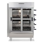 image of American Range ACB-4 Rotisserie Gas Oven w/ 4 Spits, 1 Burner, Port Pipe Heat, Sliding Doors