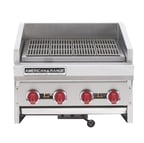 image of American Range ADJ-24 24" Countertop Gas Radiant Charbroiler w/ (4) Burners, 80.000 BTU