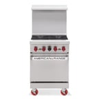 image of American Range AR-4 24" Restaurant Gas Range w/ (4) Open Burners, (1) Space Saver Oven, 155.000 BTU