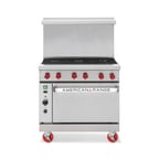 image of American Range ARGF-4 24" Gas Restaurant Range w/ (4) Open Burners, (1) Space Saver Oven, 127.000 BTU