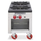 image of American Range ARSP-18-2 18" Gas Stock Pot Range w/ (2) Three Ring Burners, Manual Control, 180.000 BTU