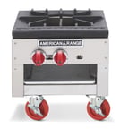 image of American Range SPSH-18-2 18" Gas Stock Pot Range, (2) Three Ring Burners, Low Height, Front to Back Design, 180.000 BTU 