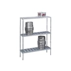 image of American Tables & Seating MET-KRA60 60" Aluminum Kegs Rack w/ 6 Kegs Capacity and 3 Shelves
