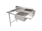 image of American Tables & Seating MET-SDT-48L 48" Straight Design Soiled Dishtable w/ Left Table, Pre-Rinse Sink, 9" Backsplash
