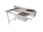 image of American Tables & Seating MET-SDT-60L 60" Straight Design Soiled Dishtable w/ Left Table, Pre-Rinse Sink, 9" Backsplash