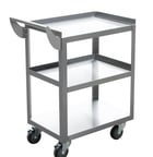 image of American Tables & Seating MET-UBC-1827SH 3 Shelf Stainless Steel Bus Cart - 27" x 18" x 34"