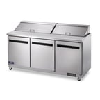 image of Arctic Air AMT72R 72" Three Section Mega Top Sandwich & Salad Prep Table w/ 3 Doors, 27 Pans
