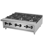 image of Asber AEHP-6-36 36" Countertop Gas Hotplate with (6) Burners, Manual Controls, 180.000 BTU