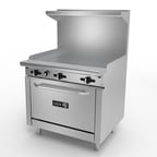 image of Asber AER-G36-36-H 36" Gas Restaurant Range w/ 36" Full Griddle, (1) Standard Oven, 102.000 BTU