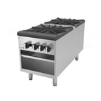 image of Asber AESP-42-4 18" Gas Stock Pot Range w/ (2) Three Ring Burners, Front to Back Design, Manual Control, 180.000 BTU