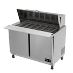 image of Asber APTM-48-18 48" Two Section Mega Top Sandwich/Salad Prep Table w/ 2 Doors, 18 pans, 12 cu. ft.