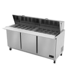 image of Asber APTM-72-30 72" Three Section Mega Top Sandwich/Salad Prep Table w/ 3 Doors, 30 pans