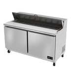 image of Asber APTS-60-16 60" Two Section Sandwich/Salad Prep Table w/ 2 Doors, 16 pans, 15 cu. ft.
