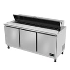 image of Asber APTS-72-18 72" Three Section Sandwich/Salad Prep Table w/ 3 Doors, 18 pans, 18 cu. ft.