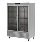 image of Asber ARR-49-2G-H Two Section Reach-in Refrigerator w/ 2 Glass Door, Bottom Mounted, Stainless Steel, 49 cu. ft.