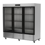 image of Asber ARR-72-3G-H Three Section Reach-in Refrigerator w/ 3 Glass Door, Bottom Mounted, Stainless Steel, 72 cu. ft.