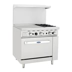 image of Atosa USA AGR-2B24GL-NG 36" Gas Restaurant Range w/ (2) Open Burners, 24" Griddle, 139.000 BTU