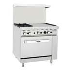 image of Atosa USA AGR-2B24GR-NG 36" Gas Restaurant Range w/ (2) Open Burners, 24" Griddle, 136.000 BTU