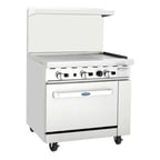 image of Atosa USA AGR-36G-NG 36" Natural Gas Restaurant Range w/ 36" Full Griddle, Oven Base, 102.000 BTU