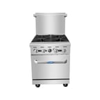image of Atosa USA AGR-4B-LP 24" Liquid Propane Gas Restaurant Range w/ (4) Open Burners, 152.000 BTU 