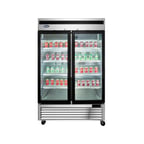 image of Atosa USA MCF8703ES 54" Two Section Glass Door Freezer Merchandiser, Stainless Steel, 44.8 cu. ft.