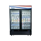 image of Atosa USA MCF8721ES 54" 2 Section Glass Door Freezer Merchandiser in Black, 43.8 cu. ft.
