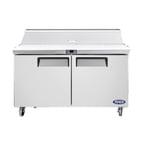 image of Atosa USA MSF8302GR 48" Two Section Sandwich/Salad Prep Table w/ 2 Doors, 12 Pans, 13.4 cu. ft.
