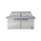 image of Atosa USA MSF8307GR 60" Two Section Mega Top Sandwich/Salad Prep Table w/ 2 Doors, 24 Pans