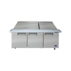 image of Atosa USA MSF8308GR 72" Three Section Mega Top Sandwich/Salad Prep Table w/ 3 Doors, 30 Pans