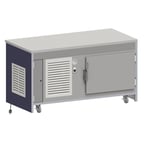 image of Atlas Metal INFTR-5 77" Mobile Solid Top Unit with Refrigerated Base, (15) Pan, 10.0 cu. ft.
