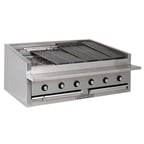 image of Bakers Pride L-48RS-C 48" Low Profile Countertop Gas Radiant/Lava Rock Charbroiler, 150.000 BTU