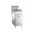 image of BakeMax BAKEL40 15" Full Pot Floor Model LP Gas Fryer w/ 40-lb Capacity, Twin Baskets, 200-400°F