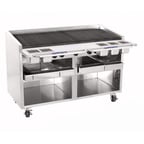 image of Bakers Pride F-60RS-C 60" Floor Model Gas Radiant/Lava Rock Charbroiler w/ Cabinet Base, 195.000 BTU