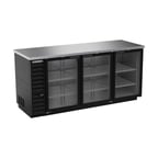 image of Beverage Air BB78HC-1-G-B 79" Refrigerated Back Bar Cabinet w/ 3 Glass Doors, 33.59 Cu Ft, 79"