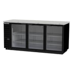 image of Beverage Air BB78HC-1-FG-B 79" 3 Section Black Back Bar Refrigerator with Glass Door