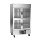 image of Beverage Air HBR44HC-1-HG 47" Two Section Reach-In Refrigerator w/ 4 Glass Half Doors, Bottom Mount, 1/3 hp, 40 cu. ft.