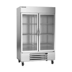 image of Beverage Air HBR49HC-1-G 52" Two Section Reach-In Refrigerator w/ 2 Glass Full Doors, Bottom Mount, 1/3 hp, 46 cu. ft.