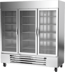 image of Beverage Air HBRF72HC-1-B-G 75" 3-Section Reach-In Refrigerator/Freezer Combo w/ 3 Glass Doors