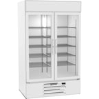 image of Beverage-Air MMF44HC-1-W-IQ 47" 2 Glass Door Merchandiser Freezer in White, 44 cu. ft.
