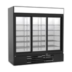 image of Beverage Air MMR66HC-1-B 75" Three Glass Door Merchandiser Refrigerator in Black, 64.4 cu. ft.